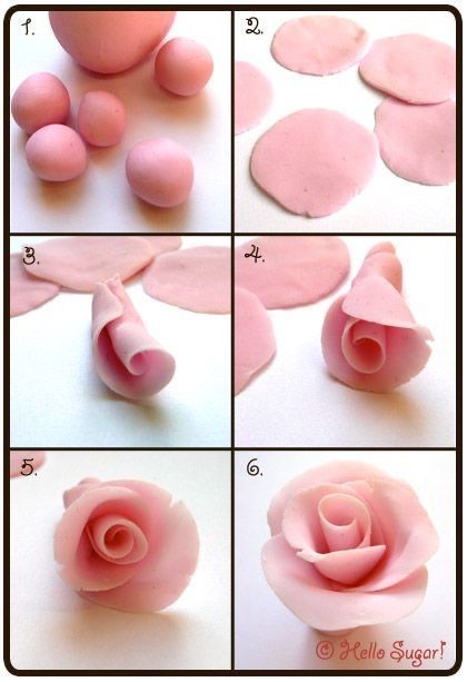 Kue Fondant, Torte Creative, Fondant Flower Tutorial, Fondant Rose, Icing Flowers, Torte Cupcake, Fondant Tutorial, Tanah Liat, Gum Paste Flowers