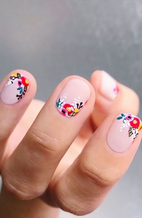 20 Cute Summer Nail Designs for 2020 - The Trend Spotter Summer Toenails, Cute Summer Nail Designs, Bright Summer Nails, Nude Nail Designs, Floral Nail Designs, Nail Art Designs Summer, Her Nails, Floral Nail Art, Cute Summer Nails