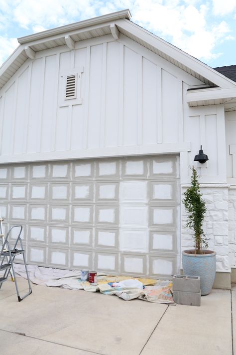 Painting Garage Doors Taupe Garage Door, Painting Garage Doors, Outdoor House Paint Colors, Grey Garage Doors, Outdoor House Paint, White Garage Doors, Garage Door Colors, Garage Door Paint, Improve Curb Appeal