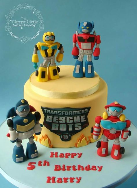 Rescue Bots Cake, Rescue Bots Birthday Party, Rescue Bots Birthday, Transformers Cake, Cakes Fondant, Transformer Party, Transformer Birthday, Transformers Rescue Bots, Food Hub