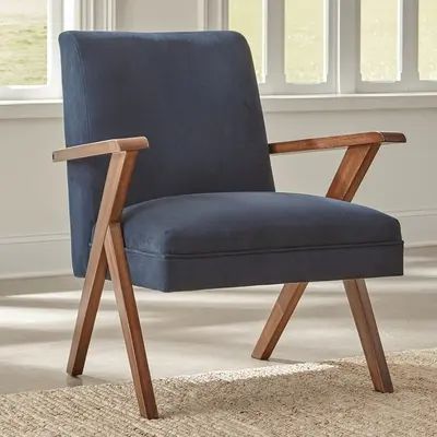 Living Room Chairs | Shop Online at Overstock Blue Accents Living Room, Blue Velvet Accent Chair, Brown Accent Chair, Dark Blue Living Room, Blue Armchair, Fabric Accent Chair, Printed Chair, Wood Arm Chair, Blue Living Room