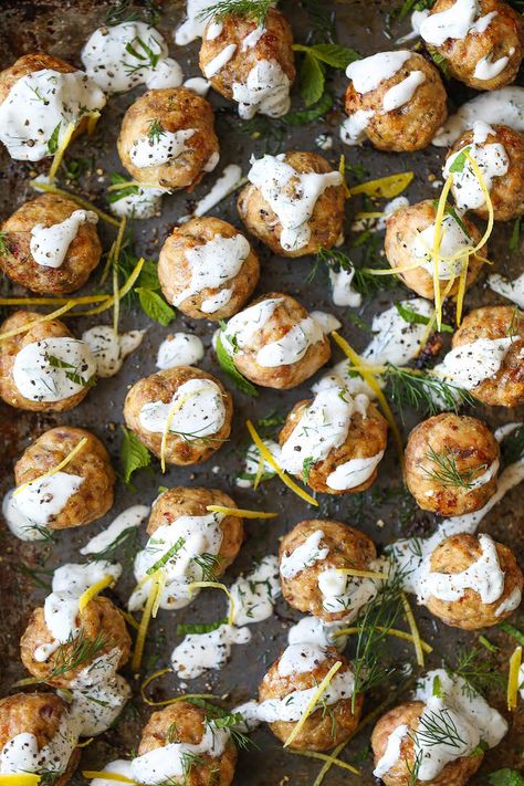 Yogurt Tzatziki Sauce, Greek Yogurt Tzatziki, Greek Turkey Meatballs, Turkey Mince Recipes, Greek Turkey, Homemade Greek Yogurt, Greek Meatballs, Mince Recipes, Tzatziki Sauce