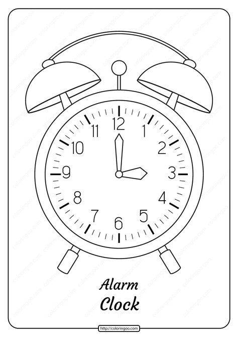 An alarm clock (or sometimes just an alarm) is a clock that is designed to alert an individual or group of individuals at a specified time. #free #printable #alarmclock #clock #coloringpage #drawing #outline Clock Template Free Printable, Alarm Clock Drawing, Clock Outline, Wall Clock Drawing, Homecoming Pants, Clock Drawing, Clock Printable, Clock Drawings, Picture Clock