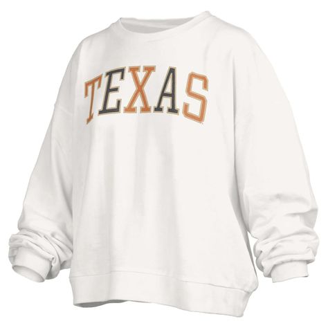 Texas Longhorns Pressbox Women's Janise Waist Length Oversized Pullover Sweatshirt - White Texas A&m, Texas Longhorns, Oversized Pullover, Oversized Sweatshirt, Fit Style, Waist Length, White Sweatshirt, Team Spirit, Pullover Sweatshirt