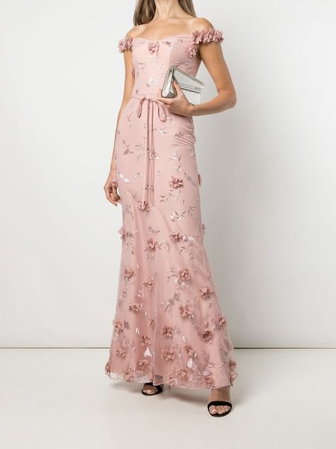 Feminine Romantic Fashion, Patterned Bridesmaid, Dress With Floral Embroidery, Gown Pink, Floral Bridesmaid Dresses, Designer Evening Gowns, Floral Rosa, Lace Formal Dress, Pink Bridesmaid Dresses