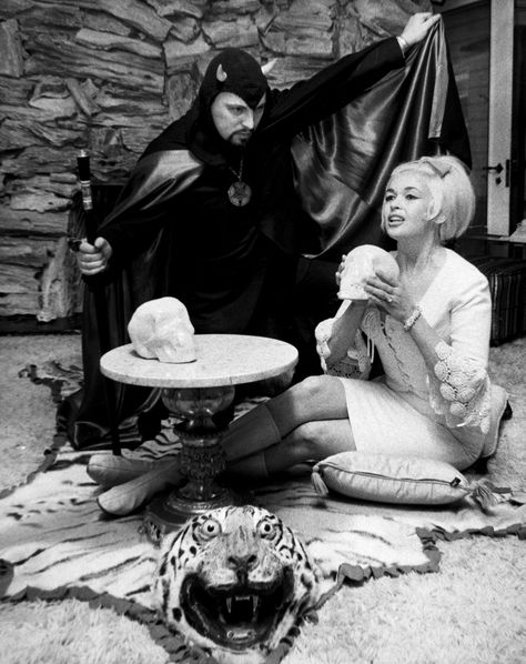 Rare pix of Anton LaVey performing Satanic rites, cavorting with Jayne Mansfield and Forry Ackerman | Dangerous Minds Laveyan Satanism, Anton Lavey, Jayne Mansfield, Musica Rock, Weird News, Black Sabbath, Anton, Dark Art, Black House