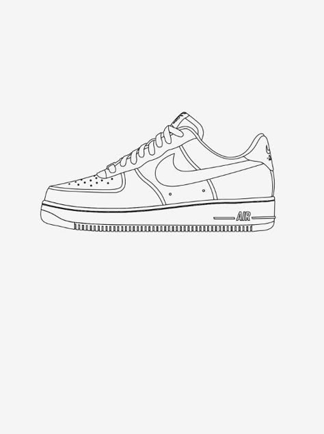 Airforce 1 Drawing Easy, Nike Air Jordan Drawing, Cool Shoe Drawings, Nike Air Drawing, Sneaker Coloring Page, How To Draw Nike Shoes, Nike Shoe Drawing, Nike Shoes Sketch, Nike Art Drawing