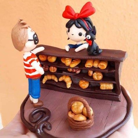 Kikis Delivery Service Poster, Miyazaki Hayao, 2 Tier Cake, Kiki Delivery, Diy Doll Miniatures, Kiki's Delivery Service, Clay Mugs, Collage Wall, Anime Dolls