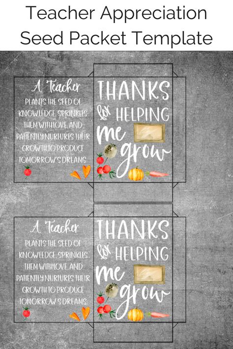 Teacher Appreciation Seed Packet Template Printable FREE | https://www.tiarastantrums.com/blog/growing-special-memories-with-a-family-garden  #Printables #Seedpacket #TeacherAppreciation Teacher Appreciation Seed Packets, Teachers Plant Seeds That Grow Forever Free Printable, Garden Printables, Seed Packet Template, Daycare Projects, Teacher Poems, Teacher Appreciation Quotes, Emoji Gifts, Foster Parent