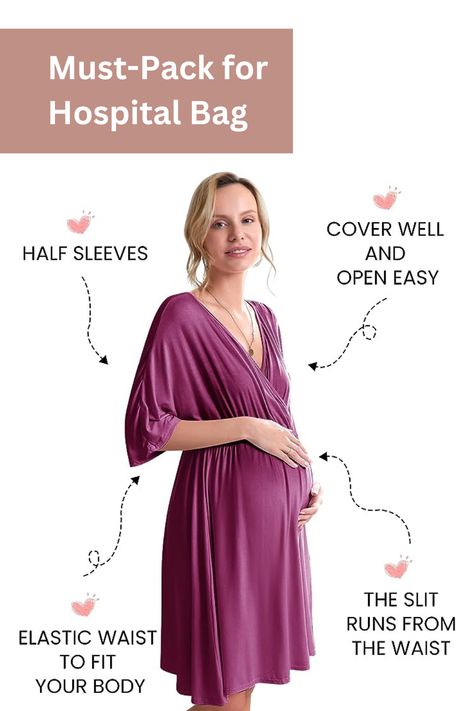 I'm so happy I had this in my hospital bag! It is sooo comfortable for post-partum. Changed into it right after giving birth. It honestly would be great for delivery if you're not getting an epidural (it doesn't open in the back). Looked great for photos too. I've worn it a ton since being home. It makes night feedings easy! #ad Delivery Hospital Gown, Delivery Hospital, My Hospital Bag, Nursing Nightgown, Hospital Gown, Labor Delivery, Post Partum, After Giving Birth, Hospital Bag