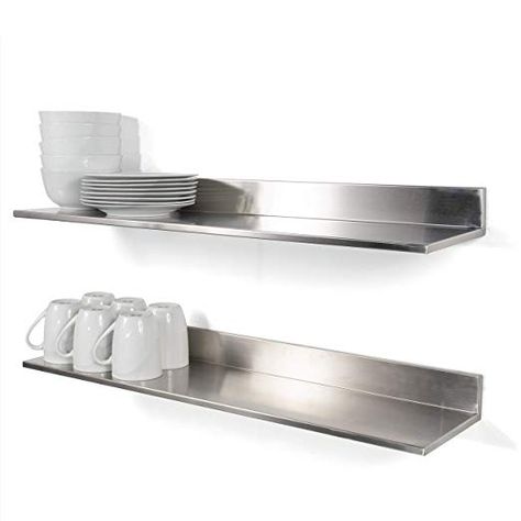 Stainless Steel 30.5”w, 8”d Kitchen Floating Shelves Set of 2, $95 Restaurant Shelving, Stainless Steel Kitchen Shelves, Heavy Duty Floating Shelves, Wall Mounted Storage Shelves, Kitchen Floating Shelves, Metal Floating Shelves, Kitchen Shelves Organization, Kitchen Wall Shelves, Floating Shelves Kitchen