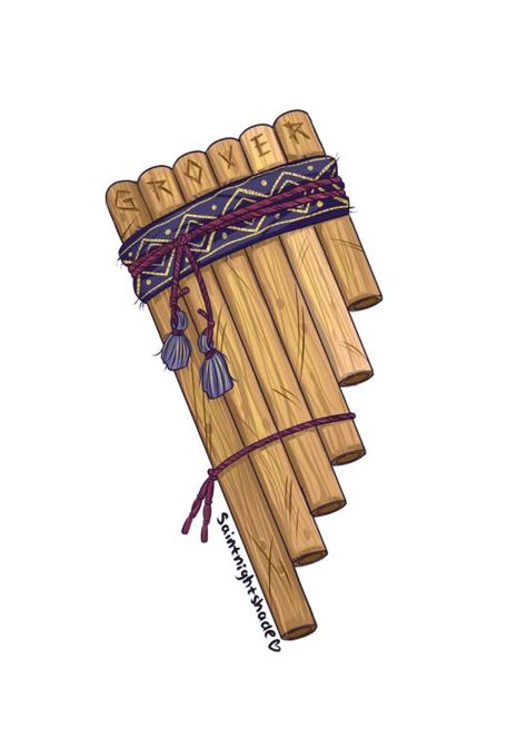 Pan Flute Tattoo, Pan Flute Drawing, Pan Flute Aesthetic, Dnd Instruments, Bard Instruments, Magic Instruments, Flute Drawing, Flute Design, Flute Instrument