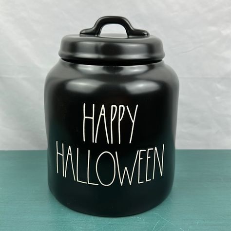 Brand New Rae Dunn Chubby Black Happy Halloween Canister Item Pictured Is The Actual Item You Will Receive. Red White And Boom, Jelly Beans Easter, Pumpkin Carver, Pumpkin Planter, Flameless Candle Set, Mailbox Decor, Blue Coffee Mugs, Ceramic Bunny, Santa Mugs