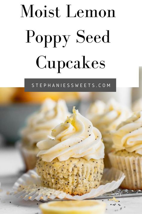 Lemon Poppyseed Desserts, Baking With Lemons, Lemon Poppyseed Cake With Cream Cheese Frosting, Almond Poppyseed Cupcakes, Poppy Seed Cupcakes Recipe, Lemon Cake Poppyseed Frosting, Lemon Cupcakes Cream Cheese Frosting, Lemon Poppyseed Cupcakes Recipe, Lemon Poppy Cupcakes