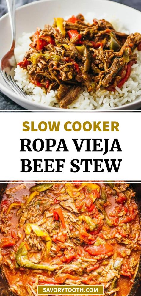 Spanish Beef Stew Crock Pot, Ropa Vieja Recipe Slow Cooker, Ropa Vieja Slow Cooker, Spanish Beef Stew, Cuban Beef, Ropa Vieja Recipe, Cuban Recipe, Cuban Dishes, Latin American Recipes