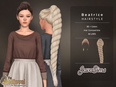 Sims 4 Cc Medieval Headdress, Sims 4 Medieval Hair, Ts4 Medieval, 4 Braids Hairstyle, Spanish Hairstyles, Roman Hairstyles, Medieval Hairstyles, Sims Medieval, Clothes Cc