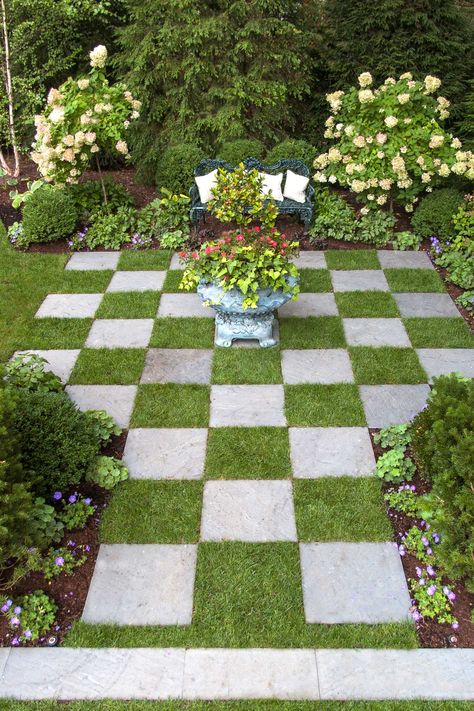 Checkered Pavers And Gravel, Checkerboard Garden, Belmont Massachusetts, Patrick Ahearn Architect, Patrick Ahearn, Garden Pavers, Boston Design, House Studio, Backyard Inspiration