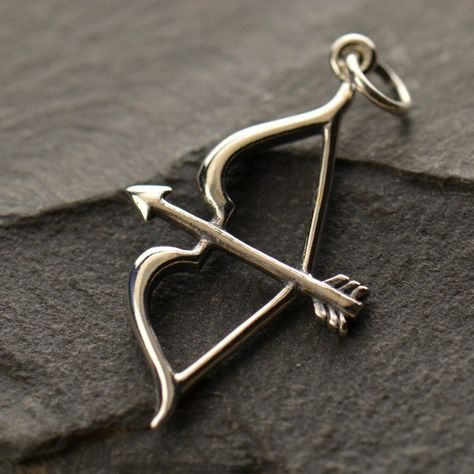 Bow and Arrow Charm - Silver Plated Bronze DISCONTINUED VSA1182 -BZ-SVP-CHRM Silver Bow And Arrow, Mushroom Jewelry, Cupids Arrow, Cupids Bow, Cowboys And Indians, Bow And Arrow, Bow Arrows, Silver Bow, Cow Boy