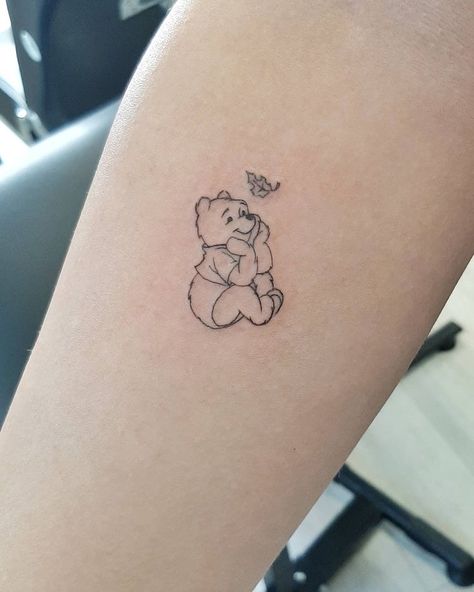 Mini Winnie The Pooh Tattoo, Winnie Tattoo Pooh Bear, Winnie The Pooh Minimalist Tattoo, Winnie The Pooh Friendship Tattoo, Winnie The Pooh Butterfly Tattoo, Whitney The Pooh Tattoo, Winnie The Pooh Outline Tattoo, Whinney Pooh Tattoo, Fine Line Winnie The Pooh Tattoo