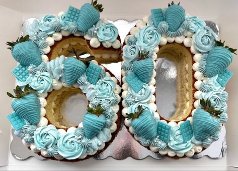 Blue Number Cake, 60th Cake, Letter Cakes, Number Birthday Cakes, 18th Cake, Cake Lettering, Geode Cake, Teal Ombre, Cake Cream