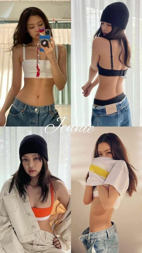 Jennie Kim Pilates, Jennie Slim Waist, Jennie Shorts Outfit, Blackpink Waist, Jennie Jeans Outfit, Jennie Collarbone, Jennie Body Type, Jennie Pilates, Jennie Waist