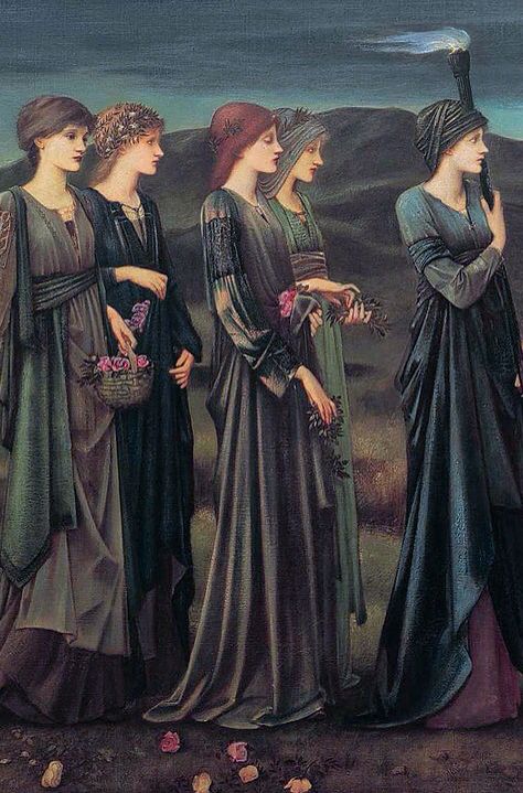 Edward Burne-Jones - PreRaphaelite - Psyche's Wedding (detail) - 1895 Pre Raphaelite Paintings, Burne Jones, Pre Raphaelite Brotherhood, Pre Raphaelite Art, Edward Burne Jones, Norse Goddess, John Everett Millais, Norse Vikings, Pre Raphaelite