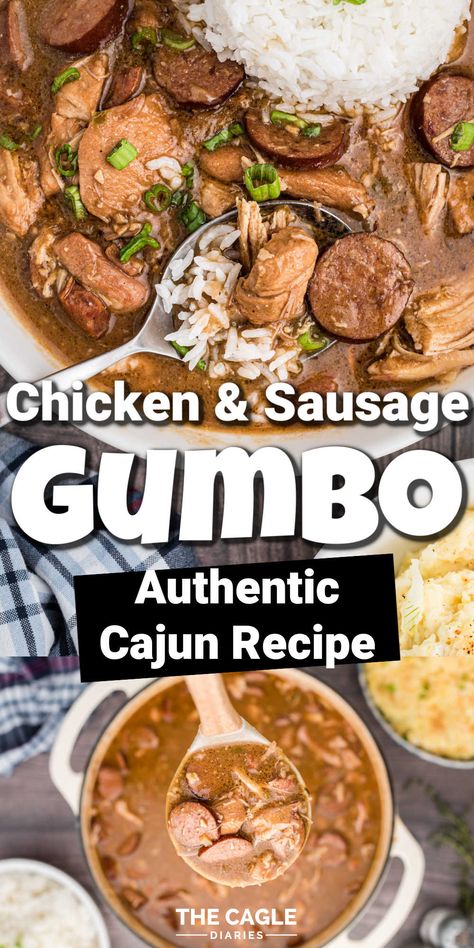 Cajun Gumbo Recipe, Gumbo Recipe Easy, Chicken And Sausage Gumbo, Chicken Sausage Gumbo, Seafood Gumbo Recipe, Gumbo Recipe Sausage, Chicken Gumbo, Chicken And Sausage, Authentic Mexican Recipes