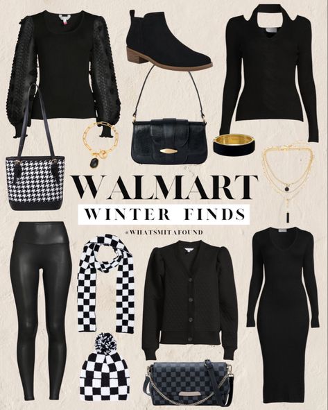 Winter fashion finds Fashion Outfits For Winter, Outfits From Walmart, Black Outfits For Women, All Black Outfits For Women, Outfit Ideas For Winter, Walmart Style, Walmart Outfits, Black Wardrobe, Walmart Fashion