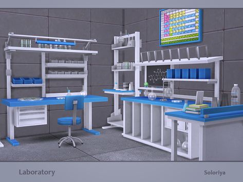 Sims 4. Laboratory. #sims4cc #sims4laboratory Sims 4 Laboratory, Sims 4 Cc School Furniture, Sims 4 Hospital Build, Sims 4 Hospital Cc, Sims 4 School Cc, Sims School, Two Desks, Scientist Lab, Mods Sims 4