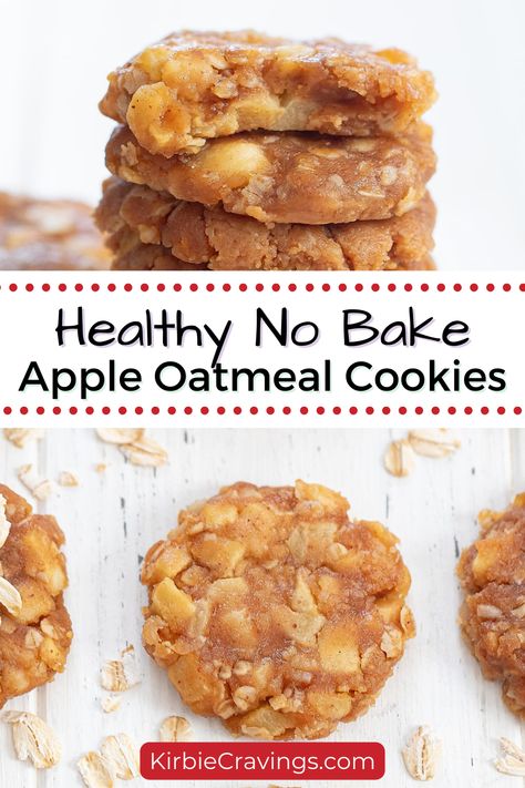 These healthy no bake apple cookies are packed with apples. The cookies are easy to make and don’t need any flour, eggs, added sugar, butter or oil. The cookies take only a few minutes to prepare and store well. While I’ve shared a few apple cookie recipes before, they’ve never used fresh apples. What I love about this recipe is that it uses apples rather than applesauce so that the cookies are packed with apple flavor. Applesauce Cookies Recipes Healthy, Apple Cinnamon Cookies Healthy, Healthy Oatmeal Apple Cookies, Simple Apple Desserts Healthy, Easy Apple Cookies Recipes, No Bake Apple Cookies, Toddler Cookies No Sugar, Baked Apples No Sugar, Best Healthy Cookie Recipes