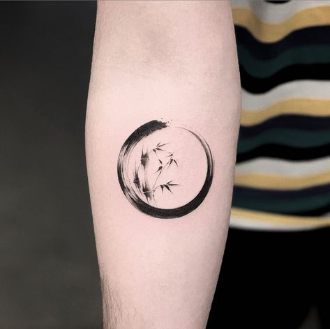 Jay Shin (@j.shin.nyc) • Instagram photos and videos Zen Circle Tattoo, Mine Tattoo, Zen Tattoo, Circular Tattoo, Tattoo Font For Men, Zen Circle, Around Arm Tattoo, Brush Tattoo, Tattoos Arm