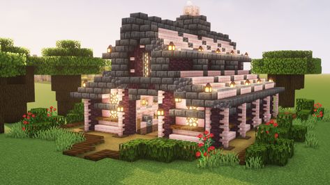 Villager Trading Minecraft Build, Villager Hall Designs, Villager Trading House Minecraft, Minecraft Villager Trading Huts, Minecraft Villager Trading Hall Aesthetic, Village Trading Hall, Cherry Wood Village Minecraft, Mc Villager Trading Hall, Villager Trade Hall Minecraft