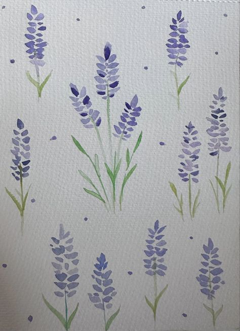 Watercolor painting Wall Stamp Painting Diy, Easy Lavender Painting, Lavender Canvas Painting, Lavender Painting, Lavender Paint, Lilac Painting, Lavender Watercolor, Lavender Aesthetic, Acrylic Painting Flowers