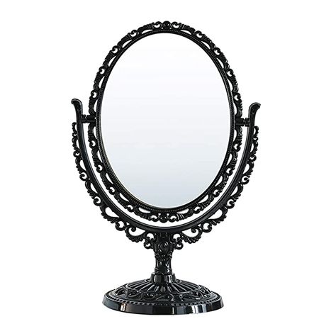 Amazon.com - Schonee Double Sided Tabletop Makeup Mirror, Oval Swivel Desktop Stand Mirror, 360 Degree Rotation Vintage Two-Sided Makeup Mirror (Double Sided Mirror--Black) - Mirror Suit, Princess Mirror, Swivel Mirror, Stand Mirror, Mirror Video, Mirror Oval, Double Sided Mirror, Beauty Mirror, Desktop Stand