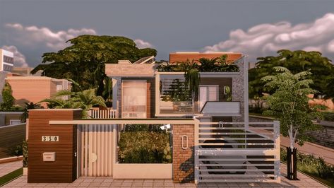 Here's another eco building for my #EcoNewcrestProject. The interior is decorated with a boho chic style and counts 1 bedroom for a couple with walk in closet, 1 bathroom and 1 studio that you can transform into a second bedroom or whatever you like. More pics at my twitter @Whoatemyravioli Boho Chic House, Sims 4 No Cc, Chic House, Eco Buildings, Sims Houses, Boho Chic Style, Boho House, My Gallery, Big Thanks