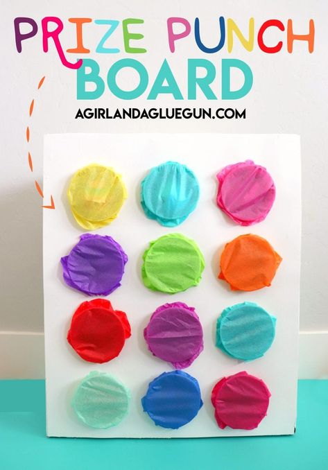 Circus birthday party feature Prize Punch Board Diy, Prize Punch Board, Boy Party Games, Backyard Party Games, Birthday Party Games For Kids, Trolls Party, Anniversaire Diy, Trolls Birthday Party, Party Games For Kids