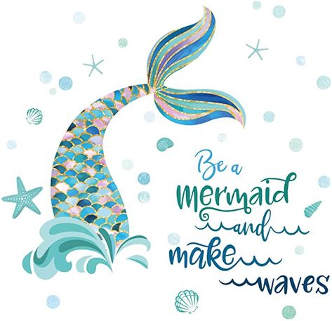 Amazon.com: decalmile Mermaid Tail Wall Decals Quotes Be a Mermaid and Make Waves Wall Stickers Baby Nursery Girls Bedroom Bathroom Wall Decor: Kitchen & Dining Mermaid Wall Decals, Mermaid Bedroom, Beachfront Decor, Mermaid Wall Decor, Mermaid Nursery, Mermaid Sticker, Mermaid Wall Art, Decorative Wall Plaques