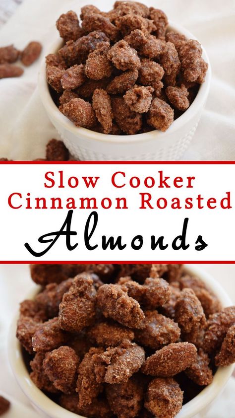 Slow Cooker Cinnamon Roasted Almonds #christmas #recipes #cinnamon #holidays #holidayseason #slowcooker #slowcookerrecipes Cinnamon Roasted Almonds, Real Advice, Almonds Recipe, Crock Pot Recipes, Cinnamon Almonds, Think Food, Roasted Almonds, Köstliche Desserts, Food Court