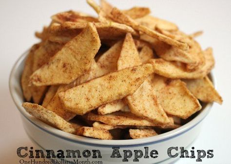 Cinnamon Apple Chips Recipe Cinnamon Apple Chips Baked, Dried Apple Chips, Oven Baked Apple, Apple Chips Recipe, Dehydrated Apples, Cinnamon Apple Chips, Apple Chips Baked, Canning Ideas, Food Dehydrator