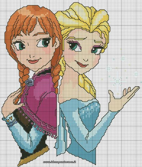 Elsa Frozen Schema Punto Croce Disney Princess Cross Stitch Patterns, Frozen Cross Stitch, Disney Stitch, Frozen Disney, Disney Cross Stitch Patterns, Stitch Cartoon, Disney Cross Stitch, Cross Stitch Baby, Knitting Charts