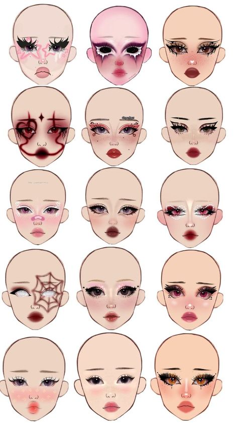 Face Template Makeup, Different Makeup Styles, Mack Up, Face Charts, Makeup Drawing, Face Template, Makeup Face Charts, Face Paint Makeup, Anime Nails