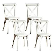 White Wood Dining Chairs, Cross Back Chair, Modern Outdoor Dining Chairs, Resin Cross, Condo Renovation, Cross Back Dining Chairs, Armless Accent Chair, Modern Farmhouse Dining, Farmhouse Dining Chairs