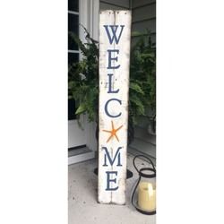 Welcome Starfish Vertical Porch Stencil. Create your own Coastal Porch Sign today! Coastal Porch, Leaner Signs, Porch Stencil, Beach Stencils, Nautical Stencils, Welcome Stencil, Moroccan Stencil, Stencil Fabric, Door Signs Diy