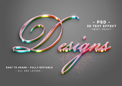 Text Art Typography, Sparkle Text, 3d Signage, Glitter Logo, Alphabet Fonts, Glitter Colors, 3d Text Effect, Cute Words, Purple Diamond