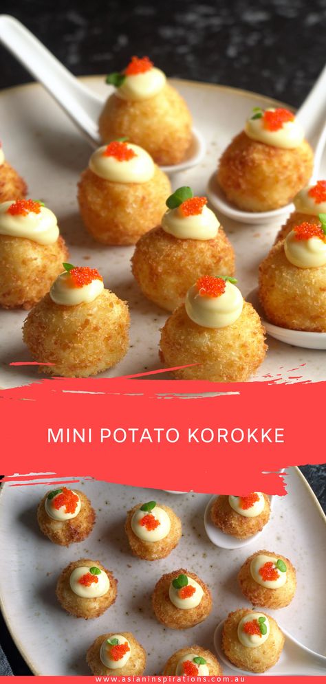 Japanese Food Appetizers, Korean Inspired Appetizers, Asian Spoon Appetizers, Christmas Asian Food, Asian Tea Party Food, Japanese Small Bites, International Appetizer Party, Japanese Amuse Bouche, Japanese Canapes Ideas