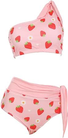 Amazon.com: haikyuu Women Strawberry Pink One Shoulder Two Piece Swimsuit High Waisted Bikini Kawaii Cute Swimwear Bathing Suit : Clothing, Shoes & Jewelry Strawberry Swimsuit, Pink Swimsuits, Cute Swimming Suits, Pink Bathing Suit, Swimsuit High Waisted, Cute Swimwear, Pink Bathing Suits, Suit Clothing, Strawberry Pink