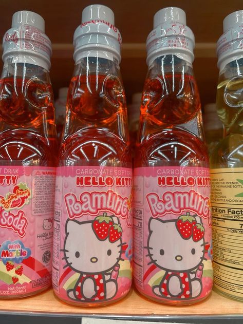 #soda #ramune #hellokitty #pinterest #aesthetic #strawberry Hello Kitty Ramune, One Bday, Goli Soda, Soda Aesthetic, Ramune Soda, Heisei Retro, Princess Food, Aesthetic Strawberry, Kitty Aesthetic