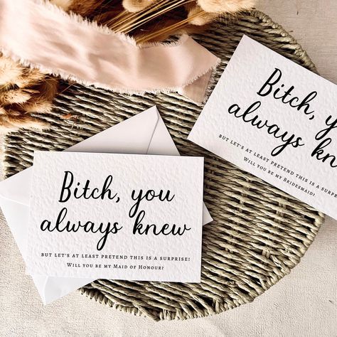 Btch You Knew Will You Be My Bridesmaid Proposal Postcard, Personalised Gift for Maid of Honour, Keepsake Letterbox Bridal Party Favour - Etsy UK Bride Era, Ideas Bodas, Postcard Wedding, Grooms Party, Personalised Wedding Cards, Bridal Party Favors, Maid Of Honour, Bridal Party Proposal, Maid Of Honour Gifts