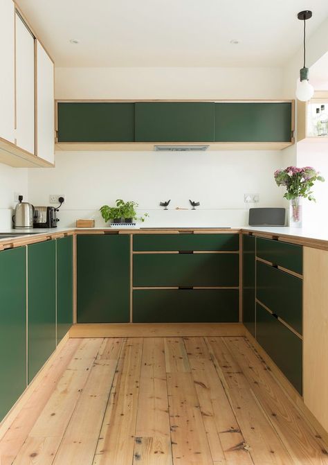 Branch Furniture, Plywood Kitchen, Plywood Interior, Kabinet Dapur, 아파트 인테리어, Plywood Furniture, Kitchen Diner, Green Kitchen, Home Decor Kitchen