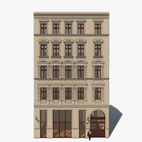 Berlin Residence Belforter Str 22 3D Model #AD ,#Belforter#Residence#Berlin#Model Pictogram Design, Building Front, Reference Art, Simple Room, Minecraft Architecture, Graphic Design Photography, Classical Architecture, Architecture Illustration, Old Building